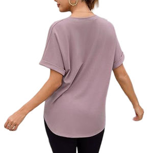 Camisetas de Manga Corta con Cuello Redondo en Rosa Oscuro para Mujer, Moda de Verano, Estilo Casual, Personalizadas con Impresión de Logotipo en Lienzo - Product Image 3