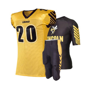 Uniforme de Fútbol Americano Sublimado Personalizado – Camiseta y Pantalones de Fútbol Azul Marino y Amarillo, Ropa Deportiva para Equipos al por Mayor - Product Image 5