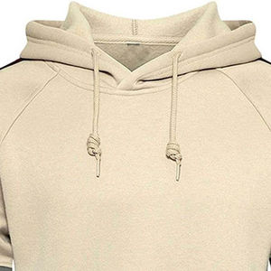 Sweat-shirt à capuche colorblock pour homme, beige et anthracite, en molleton, avec empiècements contrastants, épaules tombantes, logo personnalisé, décontracté, vente en gros - Product Image 4