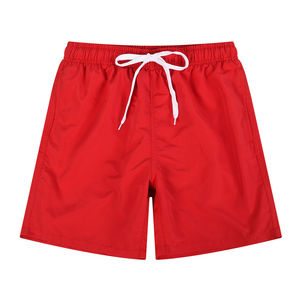 Short de bain rouge pour femme, taille mi-haute, avec cordon élastique, séchage rapide, en polyester tricoté, style décontracté - Product Image 1