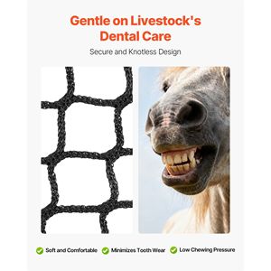 Red de Heno sin Nudos para Cuidado Equino, 4.92 x 4.92 x 4.92 pies, Agujeros de 1.65 Pulgadas, Material PE, con Bridas Autoblocantes y Aguja - Product Image 5