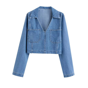 Camisa vaquera oversize de estilo único para mujer, abrigo informal con botones y acabado lavado para la temporada otoño/invierno, venta al por mayor de prendas de mezclilla. - Product Image 3