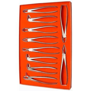 Ensemble de forceps d'extraction dentaire professionnels en acier inoxydable, kit d'instruments chirurgicaux pour l'extraction des dents supérieures et inférieures - Product Image 4
