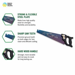 Sierra de mano de alta calidad de 18 pulgadas con hoja de acero y mango de madera dura, doble filo afilado para carpintería - Product Image 5