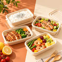 Suikerrietbagasse lunchbox met deksel, wegwerp voedselverpakking voor restaurants, catering en maaltijdbezorging