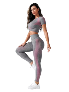Ensemble de yoga de qualité supérieure, tenue de sport sans couture à taille haute, extensible et respirante pour femmes - Product Image 2