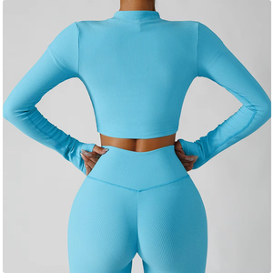 Conjunto de Yoga de 2 Piezas, Leggings de Cintura Alta y Top Deportivo, Ropa Deportiva Activa Elástica de Spandex/Nylon sin Costuras - Product Image 2