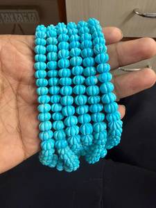 Cuentas Redondas Talladas en Forma de Melón, Color Azul Cielo Turquesa, de 6-14 mm, para la Fabricación de Joyas, Venta al por Mayor, Gemas JaipurGemsHouse - Product Image 1