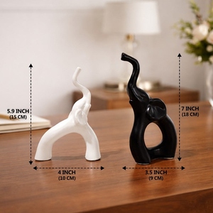 Modern design ceramic <b>elephant</b> figurines black and white animal sculpture set contemporary tabletop <b>decor</b> elegant home accent - Product Image 4