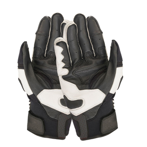 <b>Men</b> Full Finger <b>Leather</b> Racing <b>Gloves</b> With Palm Guard Breathable Outdoor Riding Protective Hand wear Velcro Closure - Product Image 4