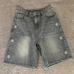Shorts en jean déchirés à strass pour hommes, tendance, vente chaude, été, vente en gros, vêtements décontractés, fournisseur en gros - Product Image 1