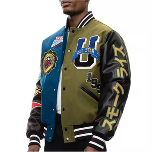 Vestes universitaires sur mesure fabriquées par un fabricant OEM, en laine et cuir, avec patch en chenille et broderie, style streetwear. - Product Image 2