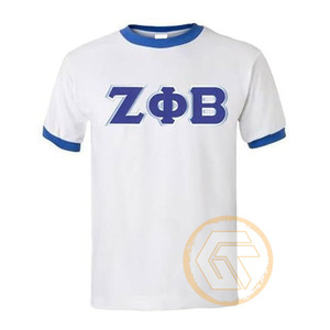 Wholesale Customized Embroidery Zeta Phi Beta Cotton Polyester Casual Short Sleeve O-Neck Sorority Apparel Women Fraternity High - Product Image 1