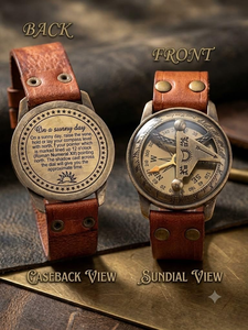 Reloj de pulsera con brújula y dial de navegación antiguo, fabricado en India, con correa de cuero, regalo náutico disponible a precio justo. - Product Image 4