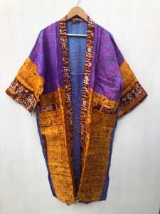 ชุดคลุมท้องแบบดั้งเดิมของอินเดีย ผ้าไหมส่าหรี คิโมโน สไตล์วินเทจ โบโฮ สำหรับผู้หญิง ชุดคลุมยาวเต็มตัว สวมใส่สบาย เซ็กซี่ พร้อมเข็มขัด ราคาขายส่ง - Product Image 5