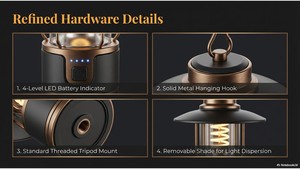 Lanterne de Camping Rétro Type-C Rechargeable, Lampe de Tente d'Urgence Étanche, Couverture d'Atmosphère Chaude, Batterie pour la Pêche - Product Image 5