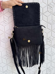 Elegante bolso de piel de vaca Real con flecos piedra turquesa multiusos Sling Gypsy Boho diseño Vintage hecho a mano nuevo botón borla - Product Image 4
