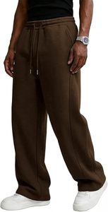 <b>Men's</b> Oversized <b>Fleece</b> Jogger <b>Pants</b> Wide Leg Loose Polyester/Cotton Heavyweight Breathable Mid Drawstring Casual <b>Lounge</b> - Product Image 6