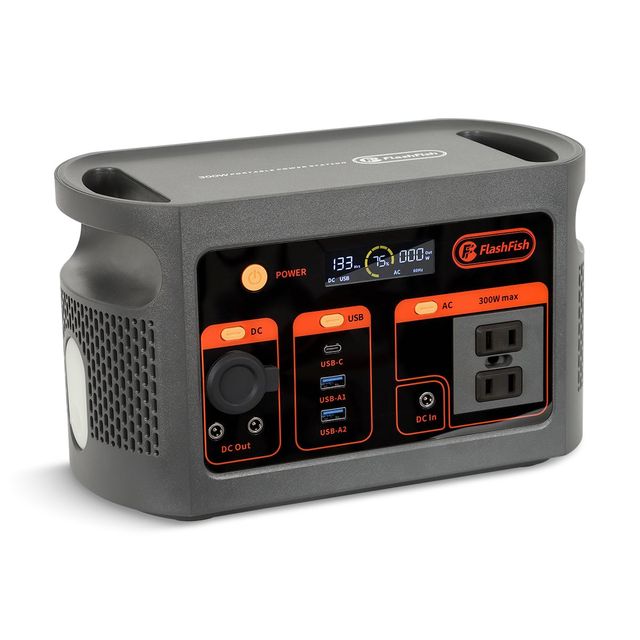 FlashFish 300W Portable Power Station 179.2Wh LiFePO4 Solar Generator AC Backup Outdoor Camping