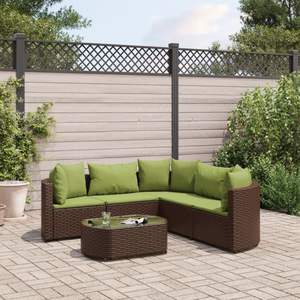 Ensemble de 5 canapés de patio brun et vert pour la détente en jardin - Product Image 1