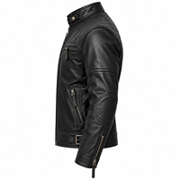 Blouson Moto Homme 2026 en Cuir de Vachette Véritable Noir Respirant Coupe Slim Col Montant Fermeture Éclair Style Motard Hiver