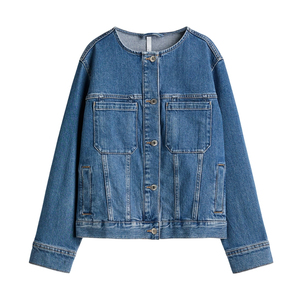 Veste en jean classique pour femme, manches longues, boutonnée, coupe décontractée, légère, streetwear, vêtement d'extérieur pour le printemps - Product Image 3