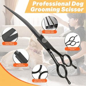 Tijeras de Peluquería Canina Profesionales de 7.5 Pulgadas, Tijeras de Corte Recto con Mango Ergonómico para Diestros, Tijeras de Acero Inoxidable Japonés - Product Image 2