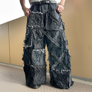 Jeans Personalizados de Moda, Estilo Hip Hop, Corte Bajo, Holgados, Rectos, Tallas Grandes para Hombre, de Alta Calidad - Product Image 4