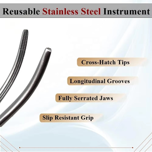 Pinzas Hemostáticas Manuales Rochester Carmalt Clase II, 16 cm de Largo, Rectas, Curvas, Cruzadas, Dentadas, de Acero Inoxidable, Juego de Instrumentos - Product Image 4
