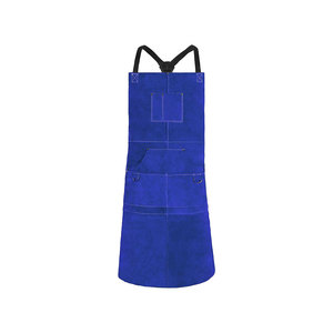 Tablier en toile bleue avec plusieurs poches et bretelles croisées pour la cuisine et le travail - Product Image 1
