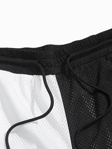 Shorts de basketball pour hommes en maille color block, respirants, amples, avec cordon de serrage, taille élastique, été, 100% polyester, séchage rapide, personnalisables pour équipe - Product Image 5