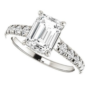 <b>Emerald</b> Cut 8x10mm Moissanite Solitaire <b>Ring</b> 925 Sterling <b>Silver</b> Luxury Engagement Wedding Promise Anniversary Gift - Product Image 4