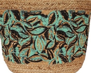 Bolso Tote de Yute con Letra Bordada en Turquesa, Estilo Bohemio, Ecológico, para Viajes de Verano, Compras, con Dos Asas y Parte Superior Abierta - Product Image 4
