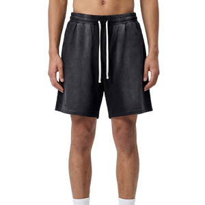 Shorts de jogging pour hommes personnalisés, épais, style streetwear, délavés par le soleil, vintage, usés, délavés à l'acide, à motif uni - Product Image 5