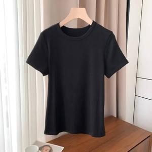 เสื้อยืดคอกลมแขนสั้นทรงหลวม สไตล์ลำลอง สีพื้น ผ้าถักนิตติ้ง 100% ผ้าฝ้าย น้ำหนัก 240 กรัม สำหรับผู้หญิง ฤดูร้อน รุ่น STELLAR Free - Product Image 1
