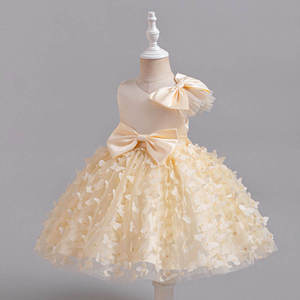Vestido de Princesa con Apliques de Mariposa en un Hombro para Niñas de 1 a 12 Años, Elegante Vestido de Tul con Volumen para Cumpleaños, Venta al Por Mayor - Product Image 4