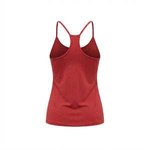 Women's Red Criss-<b>Cross</b> Back Tank <b>Top</b> Solid Color Breathable Sporty Knitted Spandex Polyester Regular Length - Product Image 6