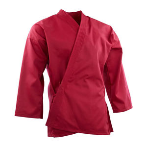 Kimono de karaté rouge 100% coton durable unisexe pour adulte, tenue d'arts martiaux coupe classique, teinture unie - Product Image 2