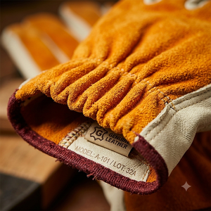 Cowhide Split Grain Leather Industrial Safety <b>Gloves</b> Truck <b>Driver</b> Welding Heat Resistance Elastic Wristlet Smooth Texture - Product Image 6