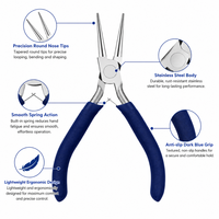 Pince à bec rond en acier inoxydable de haute qualité pour la pose de bijoux, outils de bricolage avec poignée bleue et options personnalisables