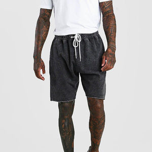 Shorts de sport d'été 100% coton, couleur logo personnalisée, délavé soleil, effet délavé à l'acide, style streetwear vintage, motif uni, maille, taille mi-haute, style urbain - Product Image 1