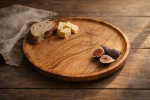 Ensemble de plats de service ronds en bois massif poli, faits à la main, style Wabi Sabi, pour la décoration de table à la maison - Product Image 3