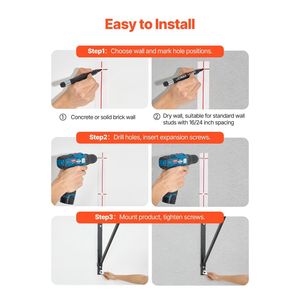 Barra per trazioni a parete da 50 cm di larghezza, in acciaio resistente, profondità regolabile 22-30 pollici, per allenamento parte superiore del corpo, barre orizzontali - Product Image 4