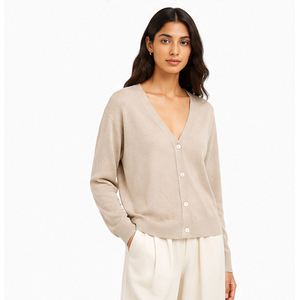 Women Ribbed Knit Zip Up <b>Cardigan</b> High Neck Long <b>Sleeve</b> Cotton Soft Warm Winter Casual Wear Sweater Knitwear Shirts - Product Image 1