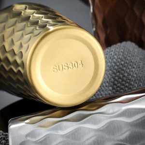 Tasse à café isotherme à double paroi en acier inoxydable 304 Bold Blossom Classic, écologique, isolation thermique 6 heures, argent et or, idéale pour un cadeau - Product Image 2