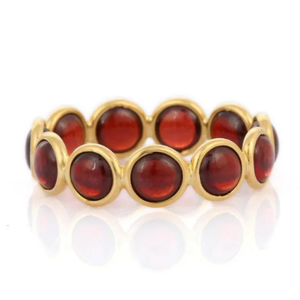 Bague d'éternité ajustable en or massif 18 carats avec grenat – Bague statement HipHop - Product Image 1