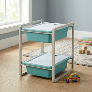 Organisateur de stockage de jouets bricolage à 2 tiroirs du fabricant taïwanais étagère de boîte en plastique carrée avec couvercle pour meubles de rangement à la maison - Product Image 1