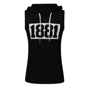 เสื้อกล้ามผ้าฝ้ายสปอร์ตมีฮู้ดสำหรับผู้ชาย, เสื้อยืดออกกำลังกายแขนกุดมีกระเป๋า - Product Image 4