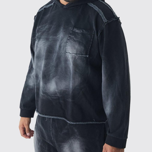 Custom Streetwear Hooded Flared <b>Pants</b> Vintage Acid Wash Sun Faded for 100%Cotton Jogging Tracksuit For Mens Made Numica Sports - Product Image 2