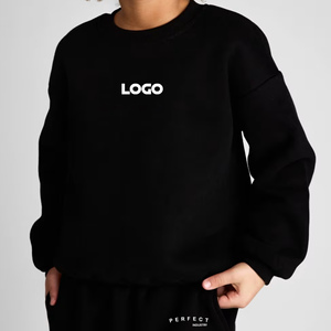 Ensembles de vêtements décontractés unisexes pour filles, sweat-shirt beige, pantalon de survêtement uni, 100% coton épais, hiver, logo personnalisé, survêtements - Product Image 6